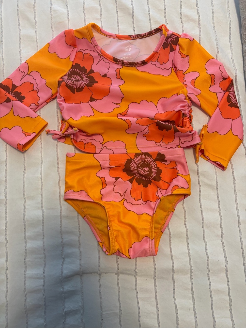 GAP Baby Floral Rash Guard Set - Pink & Orange 12-18 months